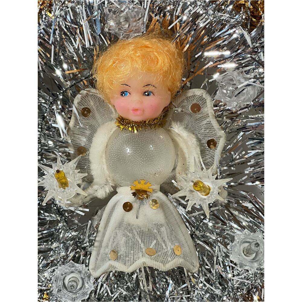 Vintage Mid Cenutry Angel Tree Topper Top or Christmas Decor Lighted Restored - Picture 9 of 13
